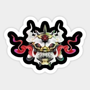 Psychedelic Oni mask Sticker